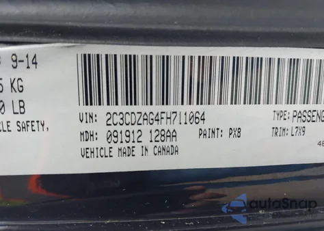 2015 Dodge Challenger Sxt from USA, damaged, VIN 2C3CDZAG4FH711064